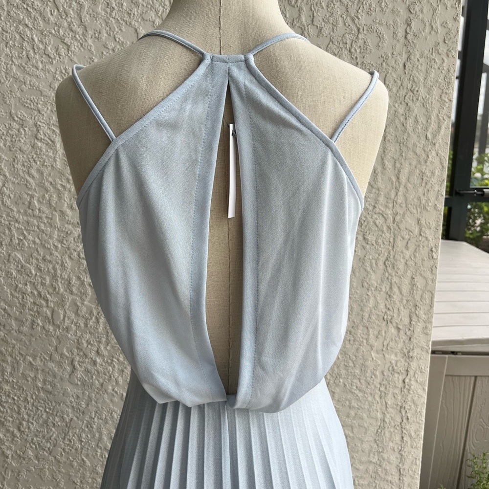 ASOS Light Blue Strappy Midi Dress w/ Pleated Skirt & Cut-out Back Design- sz 4 - Picture 6 of 11
